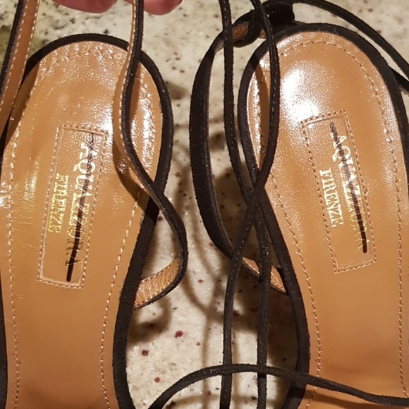 Aquazzura Wild Thing 105 suede sandals black 37.5 - Picture 7 of 7